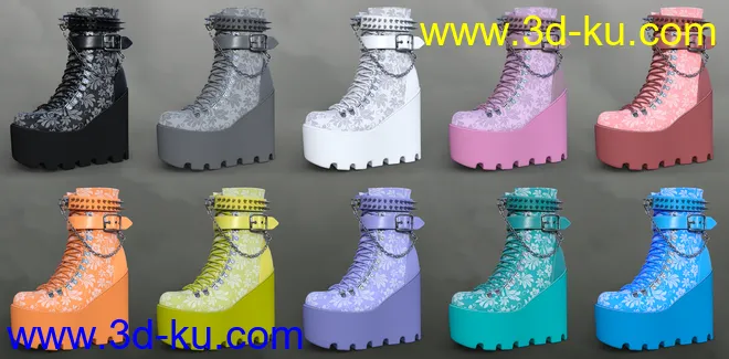 Punk Style Boots for Genesis 8 Females模型的图片6