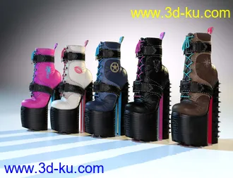 3D打印模型Punkish Boots Collection for Genesis 8 and 8.1 Females的图片