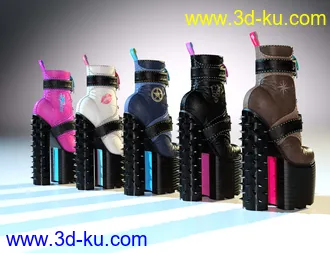 3D打印模型Punkish Boots Collection for Genesis 8 and 8.1 Females的图片