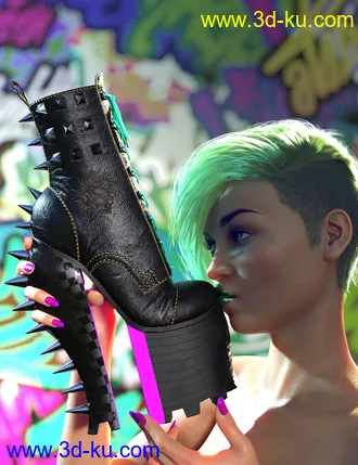 3D打印模型Punkish Boots Collection for Genesis 8 and 8.1 Females的图片