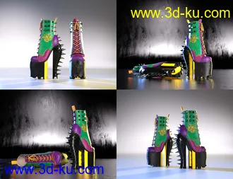 3D打印模型Punkish Boots Collection for Genesis 8 and 8.1 Females的图片
