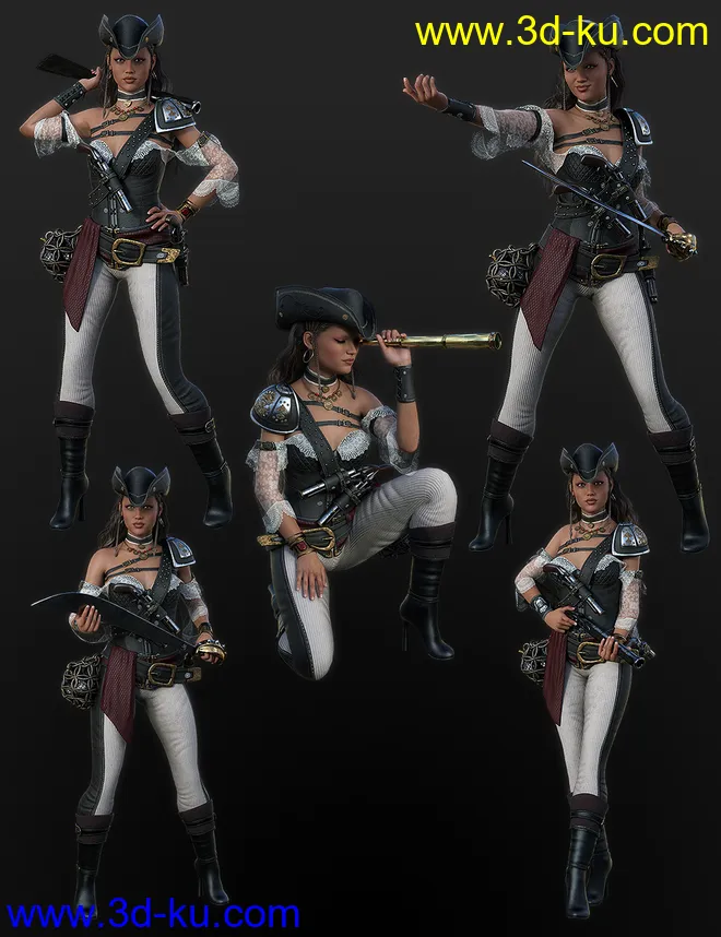Rachell HighSeas Poses and Props for Genesis 8.1 Females模型的图片4