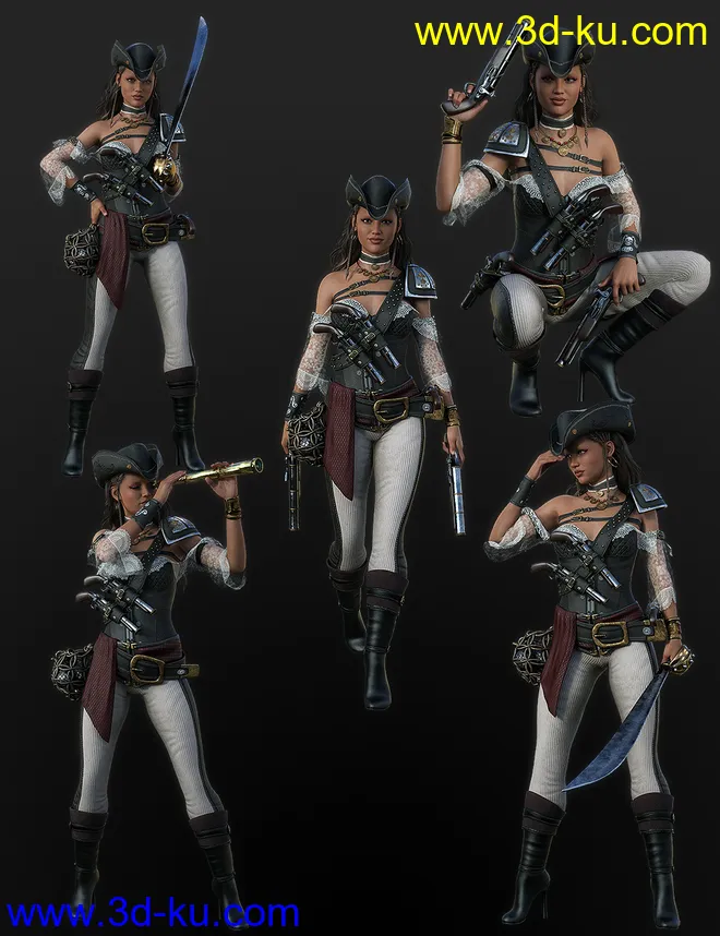 Rachell HighSeas Poses and Props for Genesis 8.1 Females模型的图片8
