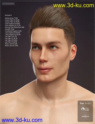 3D打印模型Retouch Face Morphs for Genesis 8 Males的图片