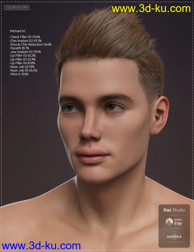 Retouch Face Morphs for Genesis 8 Males模型的图片3