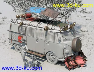 3D打印模型Retro Camper Van Apocalypse Add-On的图片