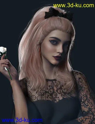 3D打印模型Ribbon Ferreira Hair for Genesis 8 and 8.1 Females的图片