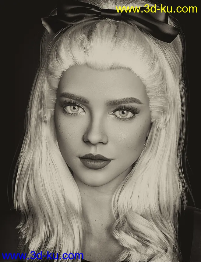 Ribbon Ferreira Hair for Genesis 8 and 8.1 Females模型的图片4