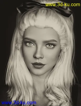 3D打印模型Ribbon Ferreira Hair for Genesis 8 and 8.1 Females的图片