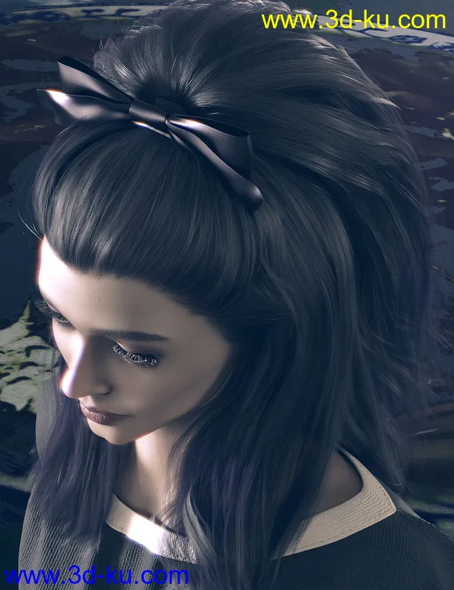 Ribbon Ferreira Hair for Genesis 8 and 8.1 Females模型的图片6