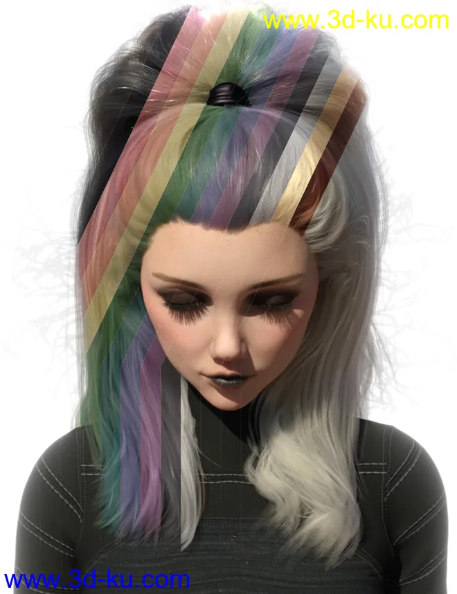 Ribbon Ferreira Hair for Genesis 8 and 8.1 Females模型的图片12