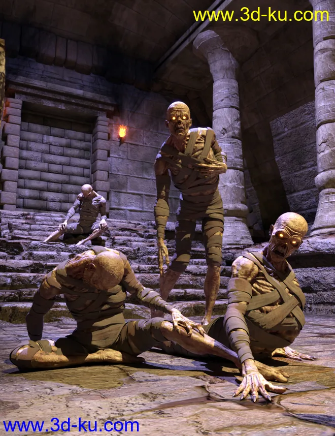Risen Mummy Poses for Genesis 8 Male and Mummy HD模型的图片1