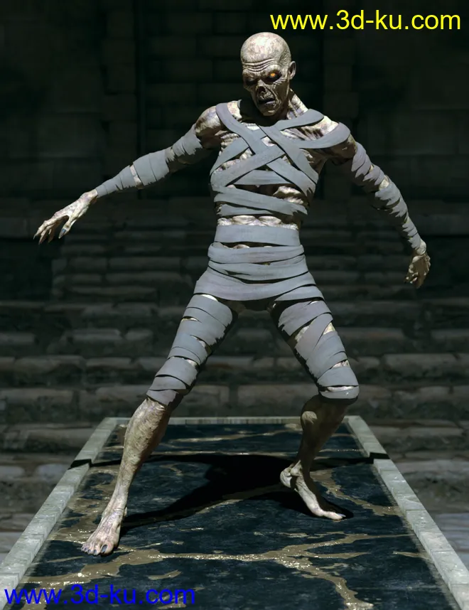 Risen Mummy Poses for Genesis 8 Male and Mummy HD模型的图片7