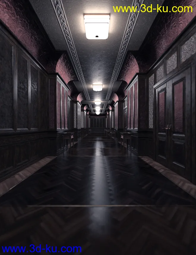 Rosé Decadent Hotel Hallway模型的图片1