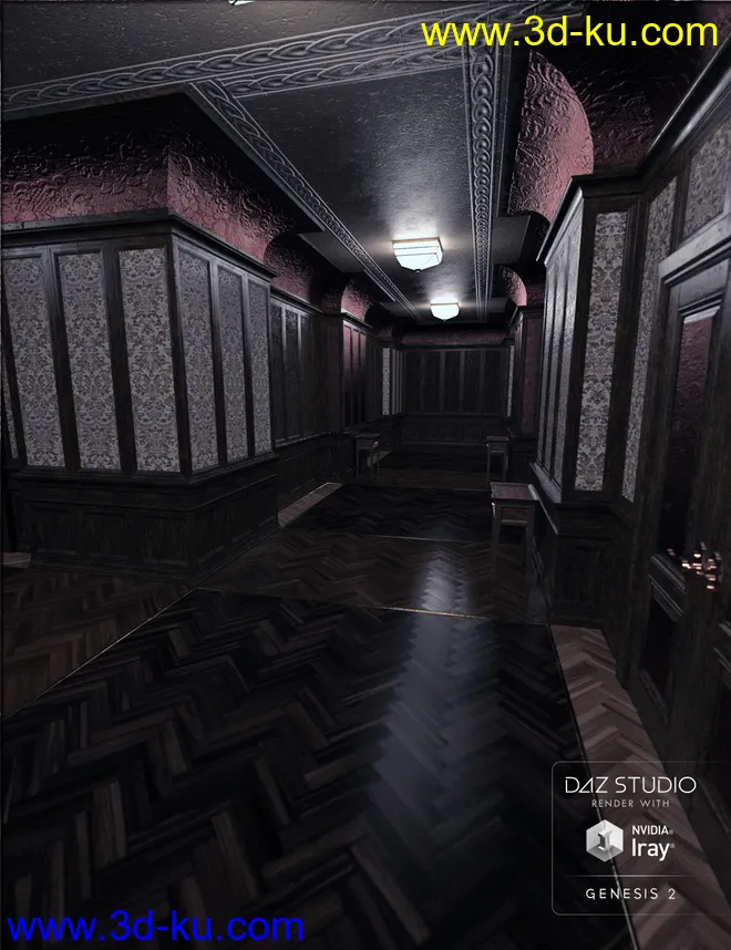 Rosé Decadent Hotel Hallway模型的图片2