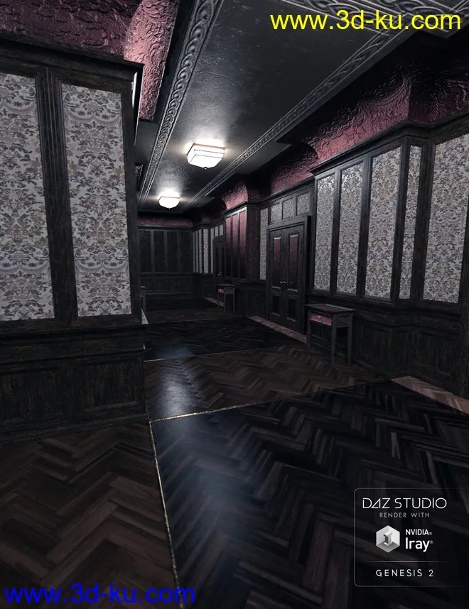 Rosé Decadent Hotel Hallway模型的图片4