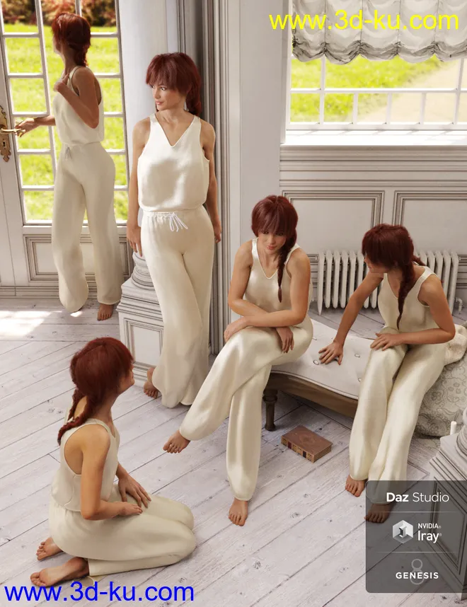 Rural Chateau III Retreat Poses Genesis 8 Female模型的图片1