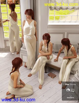 3D打印模型Rural Chateau III Retreat Poses Genesis 8 Female的图片