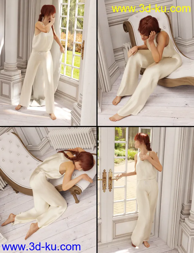 Rural Chateau III Retreat Poses Genesis 8 Female模型的图片2