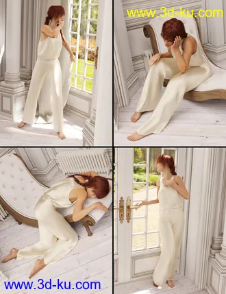 3D打印模型Rural Chateau III Retreat Poses Genesis 8 Female的图片