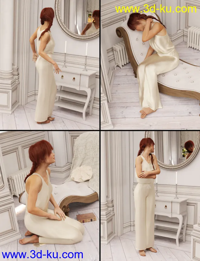 Rural Chateau III Retreat Poses Genesis 8 Female模型的图片3