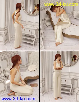 3D打印模型Rural Chateau III Retreat Poses Genesis 8 Female的图片