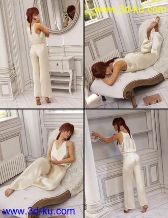 3D打印模型Rural Chateau III Retreat Poses Genesis 8 Female的图片