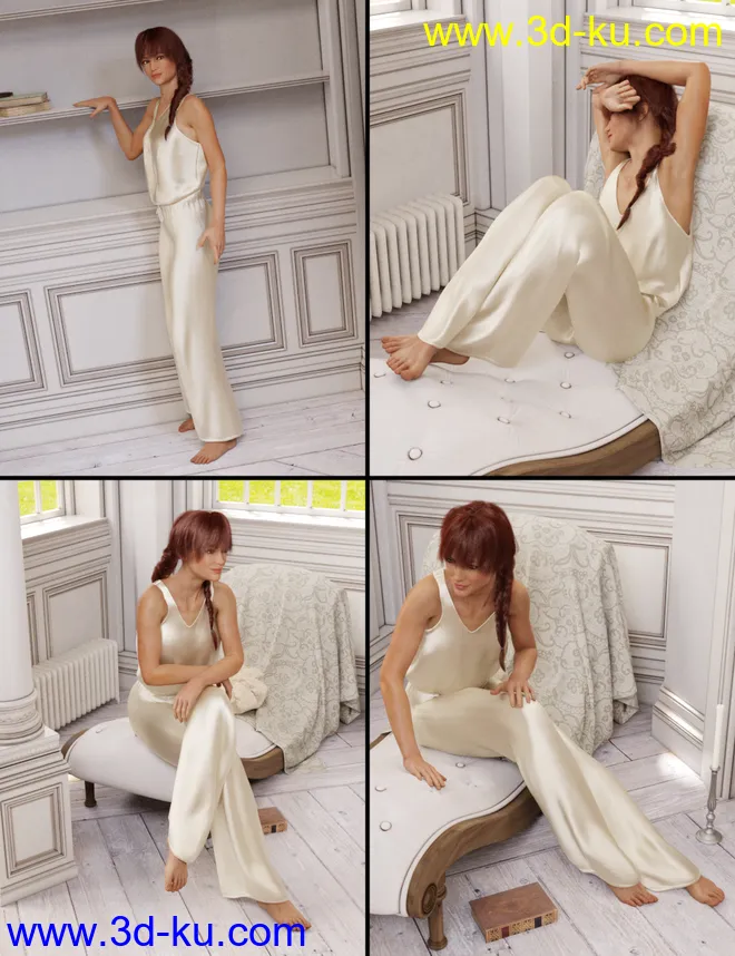 Rural Chateau III Retreat Poses Genesis 8 Female模型的图片6