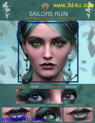 3D打印模型Sailors Ruin Mermaid-Inspired Geoshell Makeup for Genesis 3 and 8 Female的图片