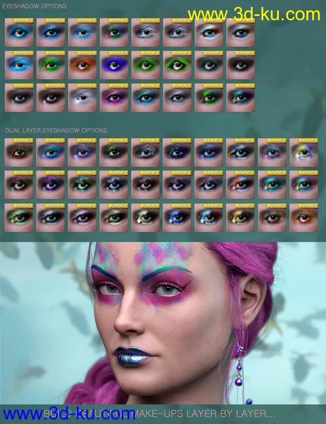 Sailors Ruin Mermaid-Inspired Geoshell Makeup for Genesis 3 and 8 Female模型的图片4