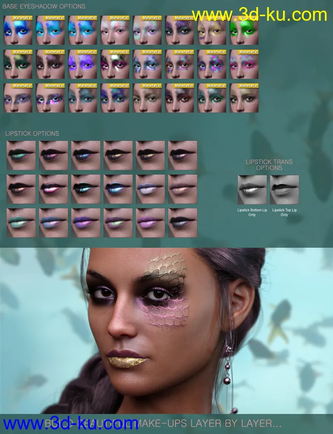 Sailors Ruin Mermaid-Inspired Geoshell Makeup for Genesis 3 and 8 Female模型的图片5