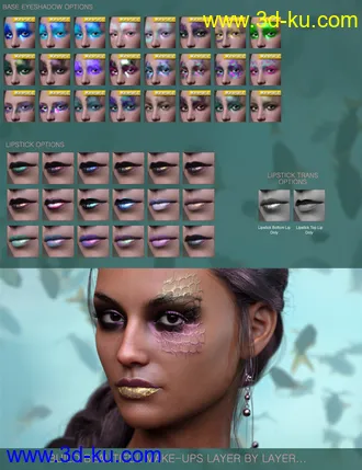 3D打印模型Sailors Ruin Mermaid-Inspired Geoshell Makeup for Genesis 3 and 8 Female的图片