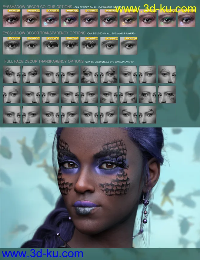 Sailors Ruin Mermaid-Inspired Geoshell Makeup for Genesis 3 and 8 Female模型的图片7