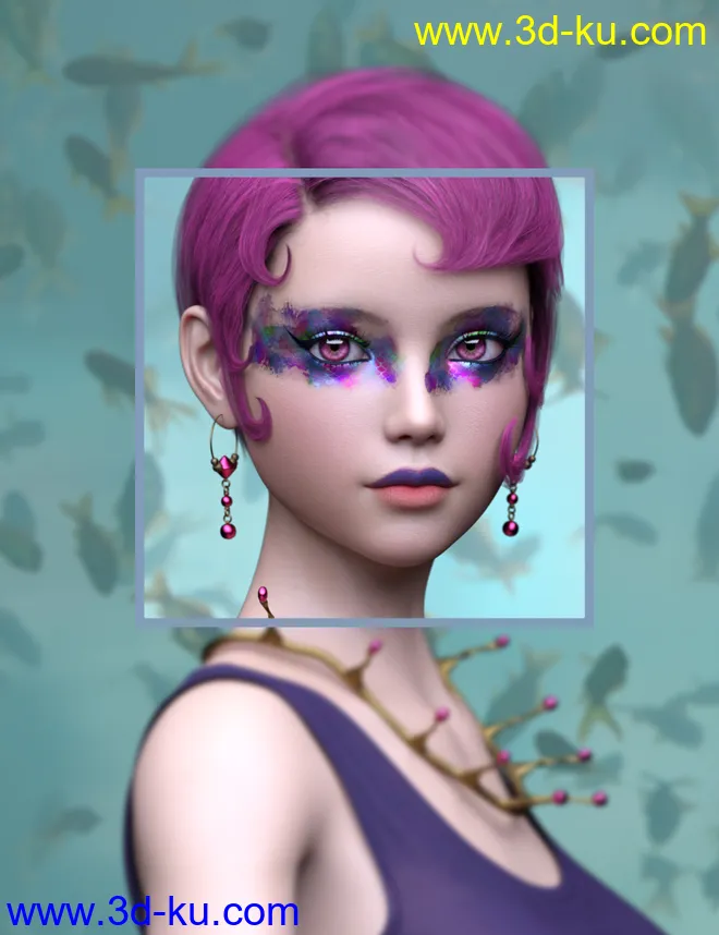 Sailors Ruin Mermaid-Inspired Geoshell Makeup for Genesis 3 and 8 Female模型的图片9