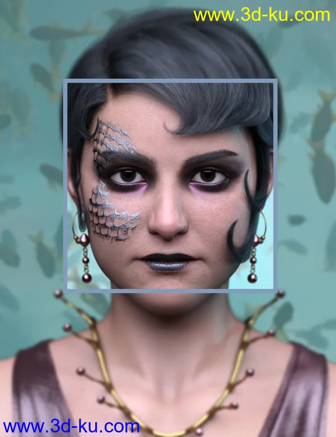 Sailors Ruin Mermaid-Inspired Geoshell Makeup for Genesis 3 and 8 Female模型的图片11
