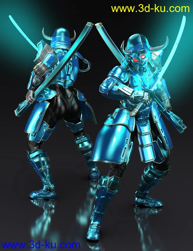 Samurai Cyberpunk Armor for Genesis 8.1 Female and Noska 8.1模型的图片3