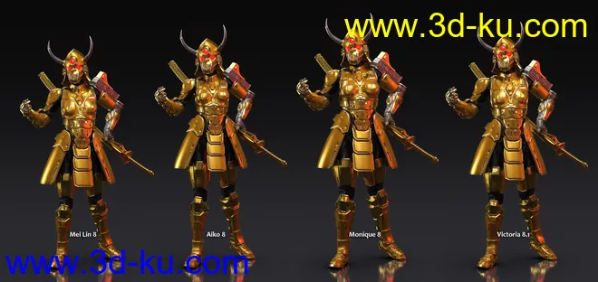 Samurai Cyberpunk Armor for Genesis 8.1 Female and Noska 8.1模型的图片4