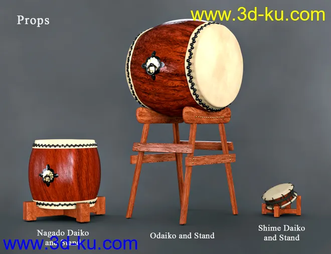 SBibb Taiko Props and Poses for Genesis 8 and 8.1模型的图片3