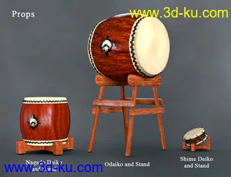 3D打印模型SBibb Taiko Props and Poses for Genesis 8 and 8.1的图片