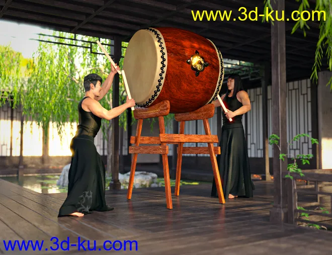 SBibb Taiko Props and Poses for Genesis 8 and 8.1模型的图片16