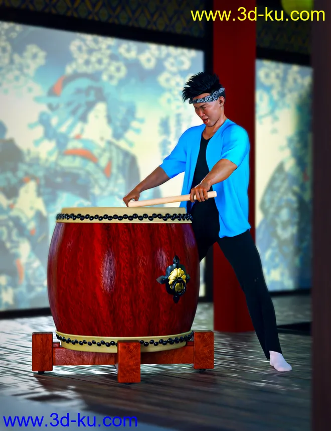 SBibb Taiko Props and Poses for Genesis 8 and 8.1模型的图片17
