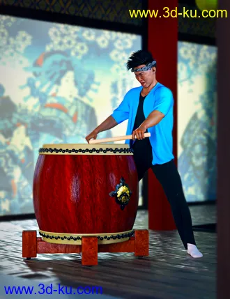 3D打印模型SBibb Taiko Props and Poses for Genesis 8 and 8.1的图片