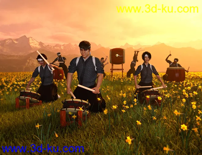 SBibb Taiko Props and Poses for Genesis 8 and 8.1模型的图片18