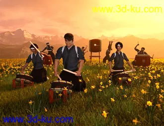 3D打印模型SBibb Taiko Props and Poses for Genesis 8 and 8.1的图片