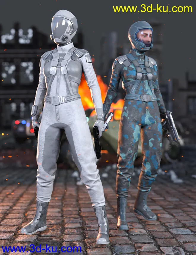 Sci-Fi Gravity Suit Outfit for Genesis 8 and 8.1 Females模型的图片1