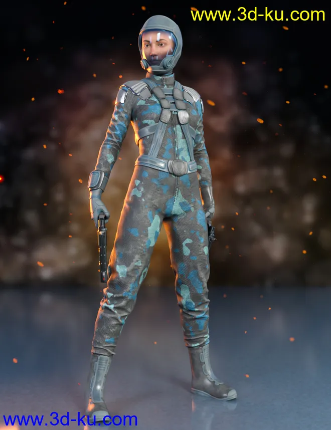 Sci-Fi Gravity Suit Outfit for Genesis 8 and 8.1 Females模型的图片5