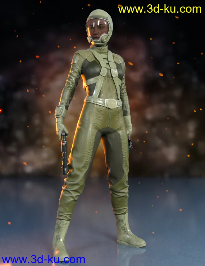 Sci-Fi Gravity Suit Outfit for Genesis 8 and 8.1 Females模型的图片8