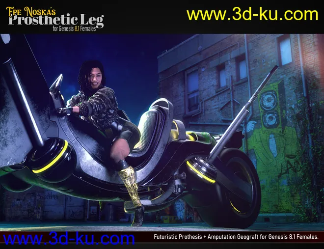Sci-fi Leg Prosthetic for Genesis 8.1 Females模型的图片2