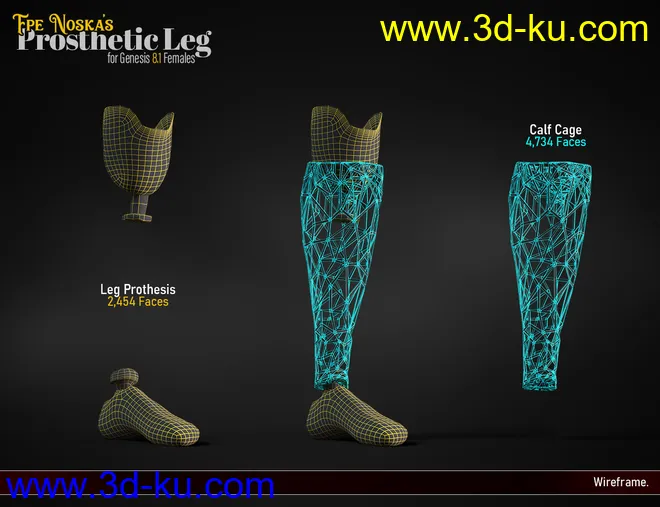Sci-fi Leg Prosthetic for Genesis 8.1 Females模型的图片4