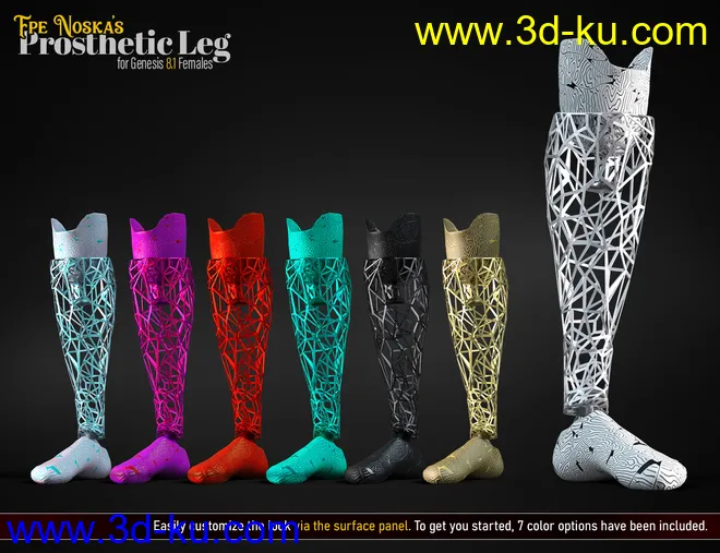 Sci-fi Leg Prosthetic for Genesis 8.1 Females模型的图片7